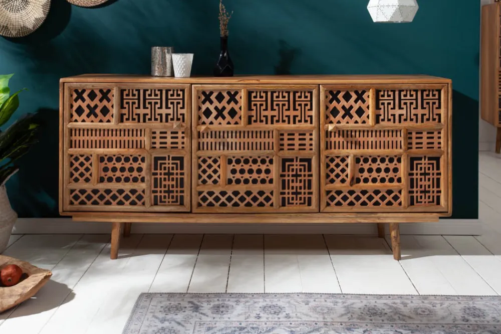 Riess-Ambiente Mehr...|Sideboards & Kommoden > Massives Sideboard MARRAKESCH 160cm Mangoholz mit Verzierung Boho Stil