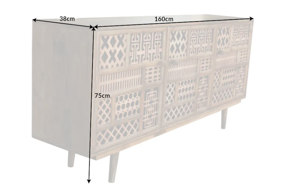 Riess-Ambiente Mehr...|Sideboards & Kommoden > Massives Sideboard MARRAKESCH 160cm Mangoholz mit Verzierung Boho Stil