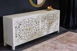 Riess-Ambiente Sideboards & Kommoden|Mehr... > Massives Sideboard MARRAKESCH 170cm weiß Mangoholz mit Verzierung handmade