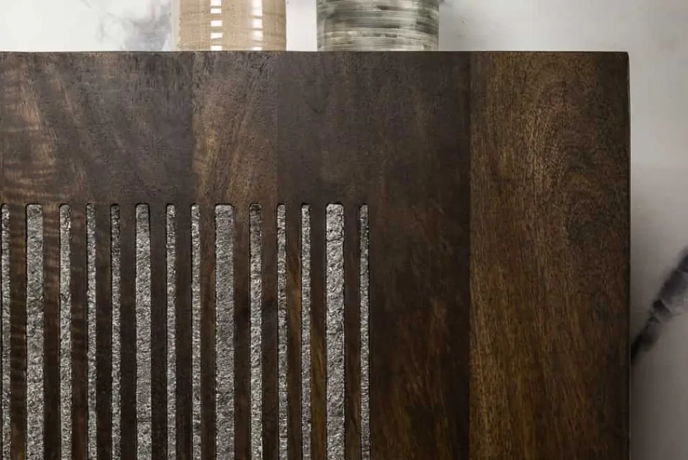 Riess-Ambiente Mehr...|Industrial Loft > Massives Sideboard ONYX 180cm dunkelbraun Mangoholz Edelstein Achat gold Metallgestell