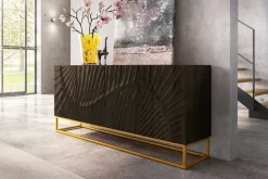 Riess-Ambiente Mehr...|Goldene Möbel > Massives Sideboard SCORPION 180cm schwarz Mangoholz aufwendige 3D Schnitzereien