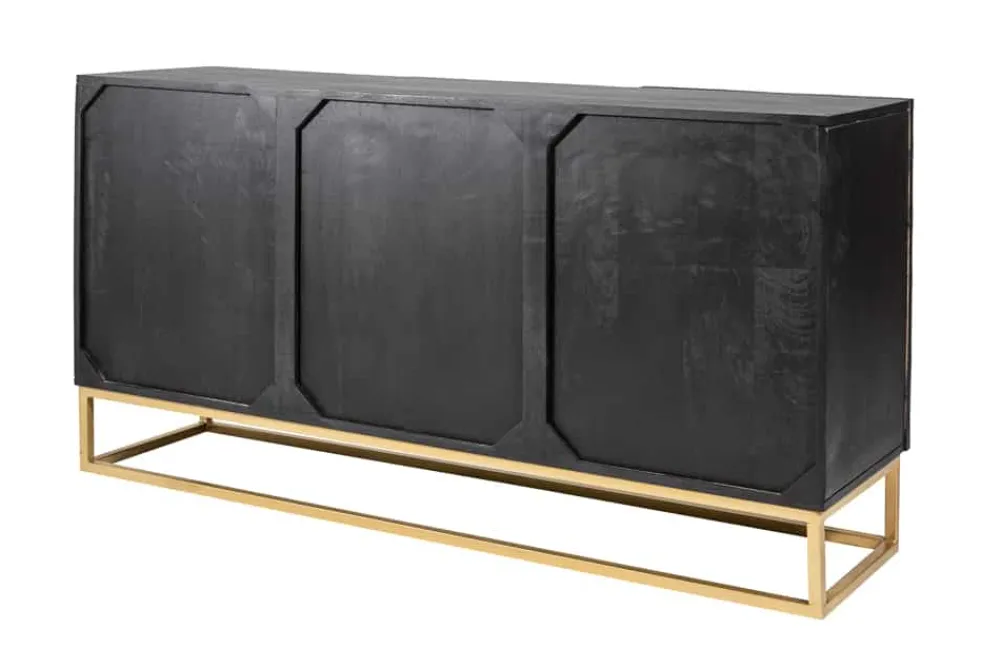 Riess-Ambiente Mehr...|Goldene Möbel > Massives Sideboard SCORPION 140cm schwarz Mangoholz aufwendige 3D Schnitzereien