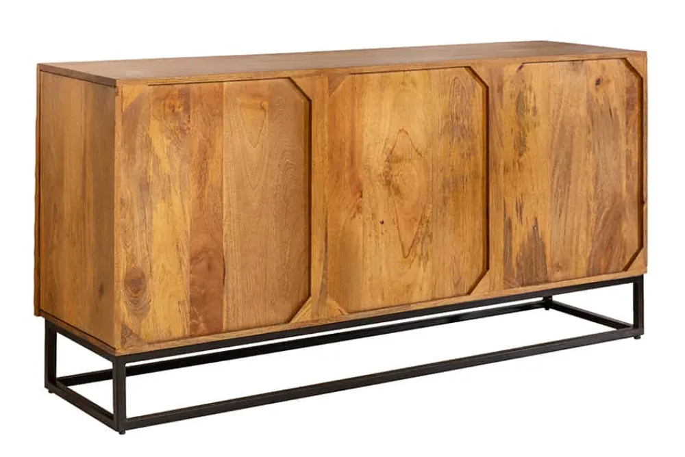 Riess-Ambiente Mehr...|Industrial Loft > Massives Sideboard SCORPION 140cm braun Mangoholz aufwendige 3D Schnitzereien