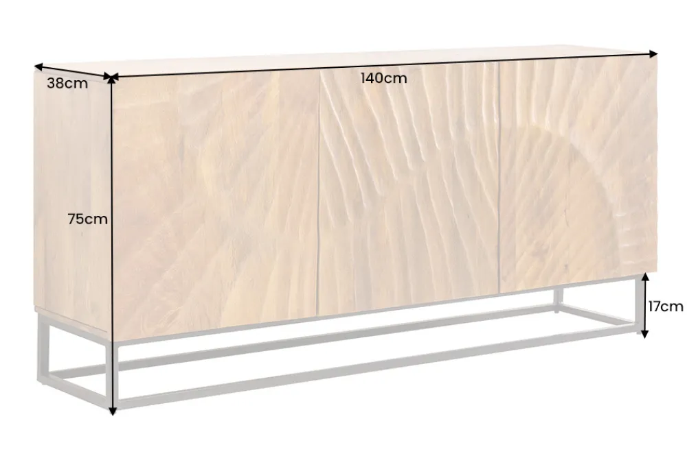 Riess-Ambiente Mehr...|Industrial Loft > Massives Sideboard SCORPION 140cm braun Mangoholz aufwendige 3D Schnitzereien