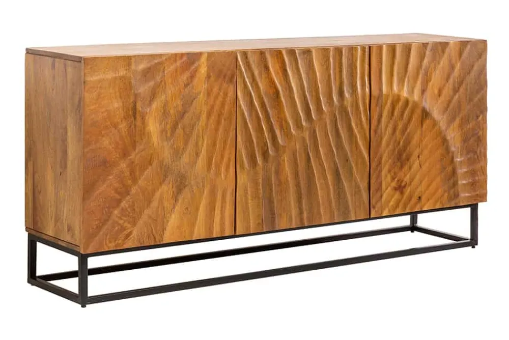 Riess-Ambiente Mehr...|Industrial Loft > Massives Sideboard SCORPION 140cm braun Mangoholz aufwendige 3D Schnitzereien