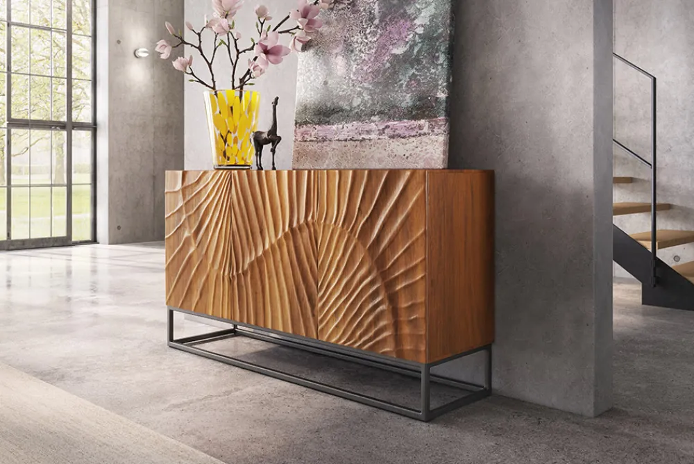 Riess-Ambiente Mehr...|Industrial Loft > Massives Sideboard SCORPION 140cm braun Mangoholz aufwendige 3D Schnitzereien