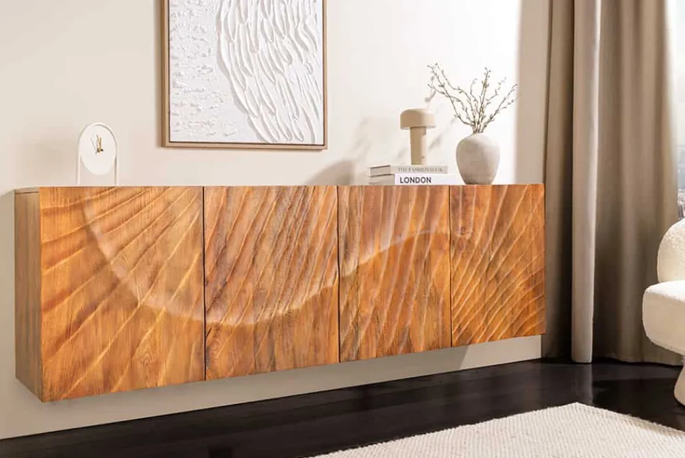 Riess-Ambiente Mehr...|Sideboards & Kommoden > Massives Sideboard SCORPION 180cm braun hängend Mangoholz mit 3D Schnitzereien