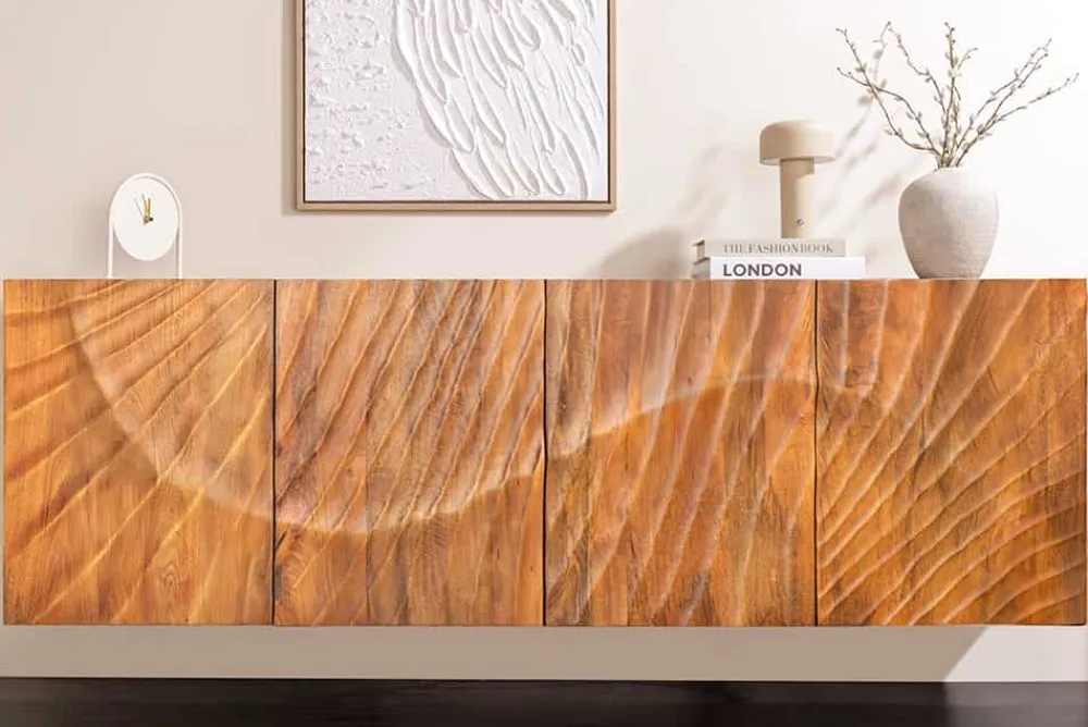Riess-Ambiente Mehr...|Sideboards & Kommoden > Massives Sideboard SCORPION 180cm braun hängend Mangoholz mit 3D Schnitzereien