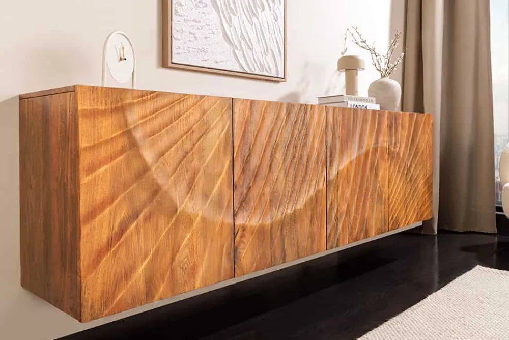 Riess-Ambiente Mehr...|Sideboards & Kommoden > Massives Sideboard SCORPION 180cm braun hängend Mangoholz mit 3D Schnitzereien