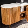 Riess-Ambiente Mehr...|Retro Möbel > Massives Sideboard TRES CHIC 105cm natur Mangoholz weiß Marmor gold Metall