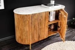 Riess-Ambiente Mehr...|Retro Möbel > Massives Sideboard TRES CHIC 105cm natur Mangoholz weiß Marmor gold Metall