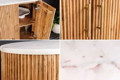 Riess-Ambiente Mehr...|Retro Möbel > Massives Sideboard TRES CHIC 75cm natur Mangoholz weiß Marmor gold Metall