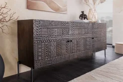 Riess-Ambiente Mehr...|Sideboards & Kommoden > Massives Sideboard TRIBAL 180cm antik braun Mangoholz 3D-Front viel Stauraum