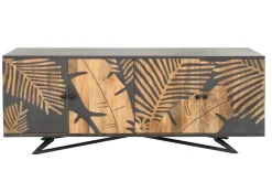 Riess-Ambiente Mehr...|Sideboards & Kommoden > Massives Sideboard TROPICAL 160cm grau Mangoholz florales Design Boho Metallgestell
