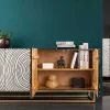 Riess-Ambiente Mehr...|Massivholzschränke > Massives Sideboard ZEN CIRCLES 180cm weiß schwarz gold Mangoholz 3D-Design