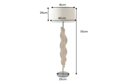 Riess-Ambiente Stehleuchten > Massive Stehlampe LEAF 130cm weiß natur Teakholz Blatt-Design mit Stoffschirm