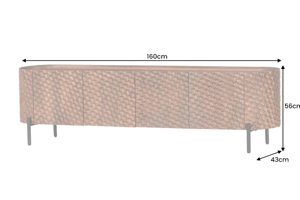 Riess-Ambiente Retro Möbel|Tv- & Lowboards > Massives TV-Board ADLON 160cm braun Mangoholz schwarz Metall Lowboard mit 3D- Front