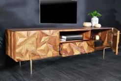 Riess-Ambiente Mehr...|Retro Möbel > Massives TV-Board ALPINE 160cm braun Sheesham stone finish Metall matt gold