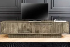 Riess-Ambiente Skandinavisch|Tv- & Lowboards > Massives TV-Board ART DECO 200cm grau Mangoholz Lowboard 3D-Front