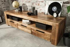 Riess-Ambiente Mehr...|Industrial Loft > Massives TV-Board IRON CRAFT 170cm Mangoholz Lowboard 3 Schubladen