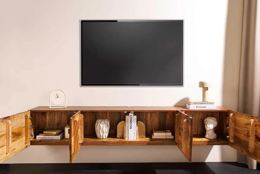 Riess-Ambiente Mehr...|Industrial Loft > Massives TV-Board SCORPION 200cm braun Mangoholz hängend Lowboard