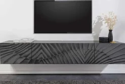 Riess-Ambiente Mehr...|Massivholzschränke > Massives TV-Lowboard SCORPION 200cm schwarz hängend Mangoholz 3D-Design