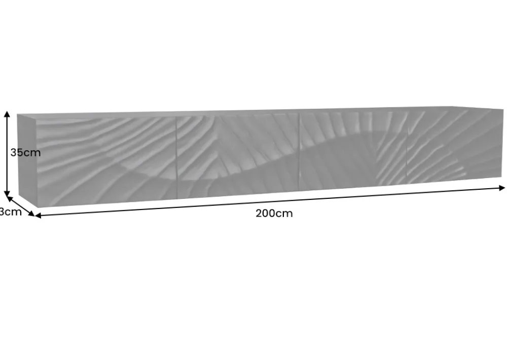 Riess-Ambiente Mehr...|Massivholzschränke > Massives TV-Lowboard SCORPION 200cm schwarz hängend Mangoholz 3D-Design