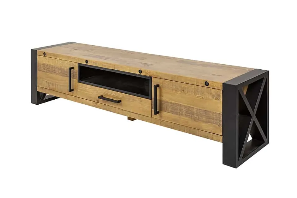 Riess-Ambiente Mehr...|Industrial Loft > Massives TV-Lowboard THOR 200cm recyceltes Pinienholz im Industrial Design