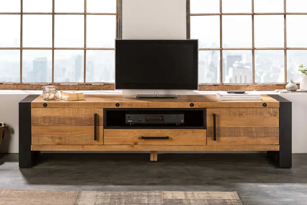 Riess-Ambiente Mehr...|Industrial Loft > Massives TV-Lowboard THOR 200cm recyceltes Pinienholz im Industrial Design