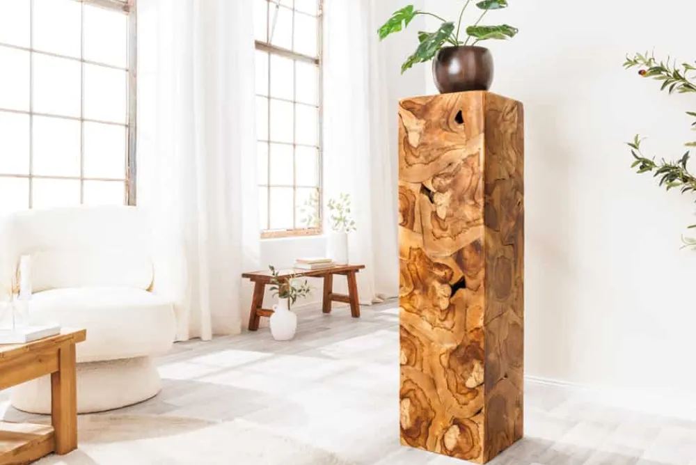 Riess-Ambiente Dekoration|Mehr... > Massive Säule TRIBAL 110cm braun natur Teakholz handmade Dekoration