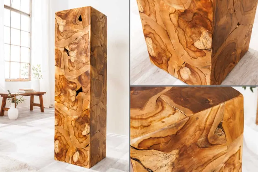 Riess-Ambiente Dekoration|Mehr... > Massive Säule TRIBAL 110cm braun natur Teakholz handmade Dekoration