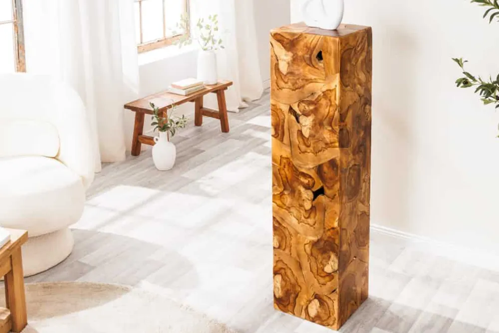 Riess-Ambiente Dekoration|Mehr... > Massive Säule TRIBAL 110cm braun natur Teakholz handmade Dekoration