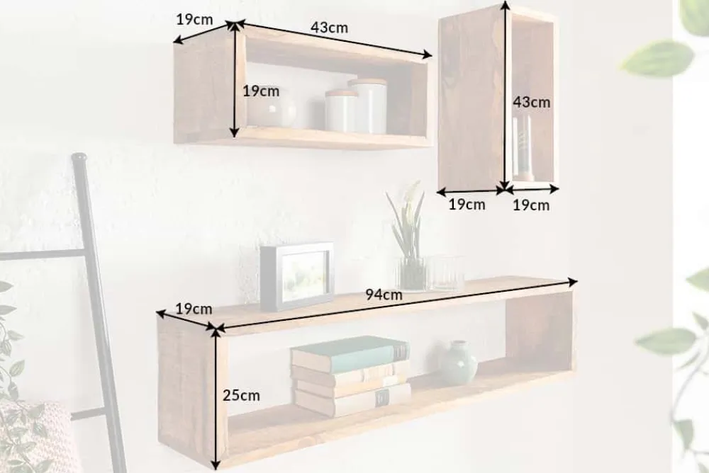 Riess-Ambiente Mehr...|Wandregale > Massives Wandregal 3er Set HEMINGWAY 94cm aus Mangoholz