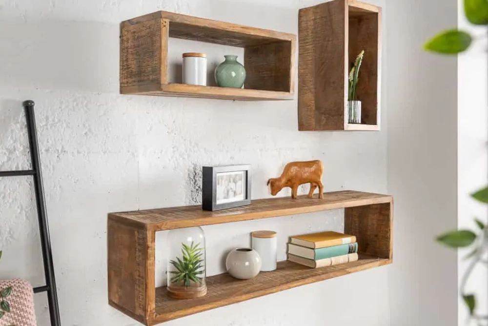 Riess-Ambiente Mehr...|Wandregale > Massives Wandregal 3er Set HEMINGWAY 94cm braun aus Mangoholz
