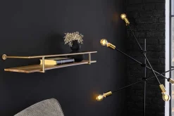 Riess-Ambiente Wandregale > Massives Wandregal HERITAGE 75cm natur Pinienholz gold Metall