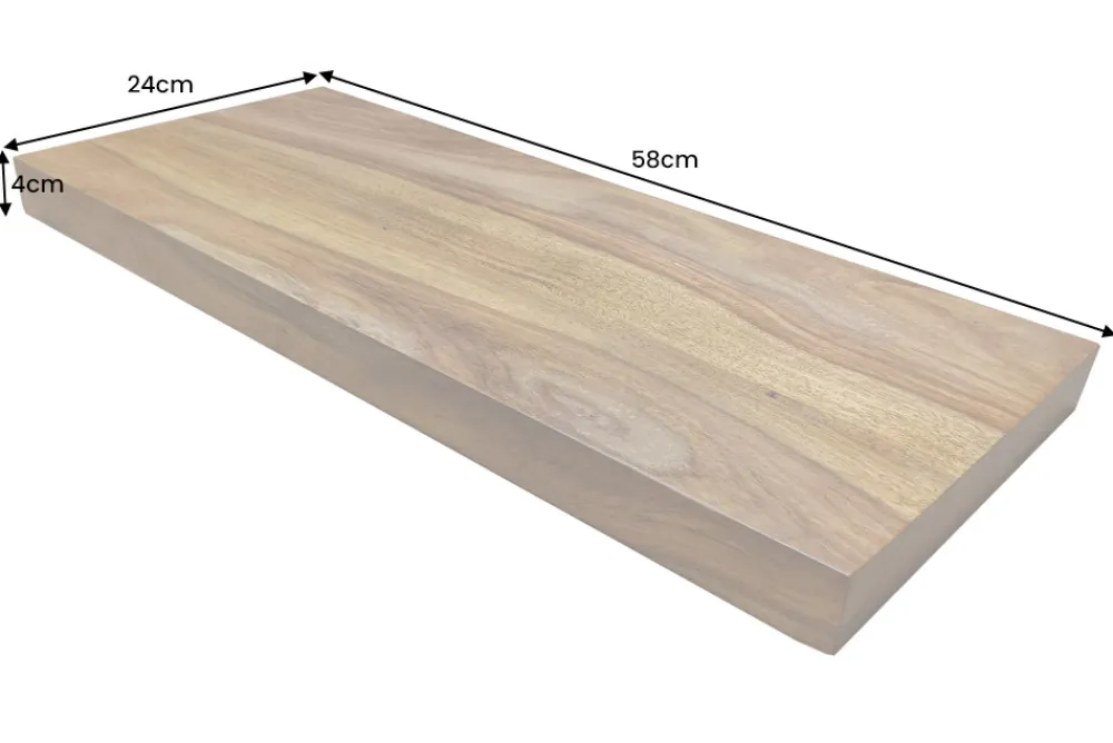 Riess-Ambiente Mehr...|Wandregale > Massives Wandregal PURE 60cm braun stone finish Sheeshamholz Steckregal