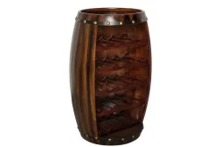 Riess-Ambiente Weinregale|Barschränke > Massives Weinregal BODEGA 80cm coffee braun Pinie Fass-Bartisch für 23 Flaschen