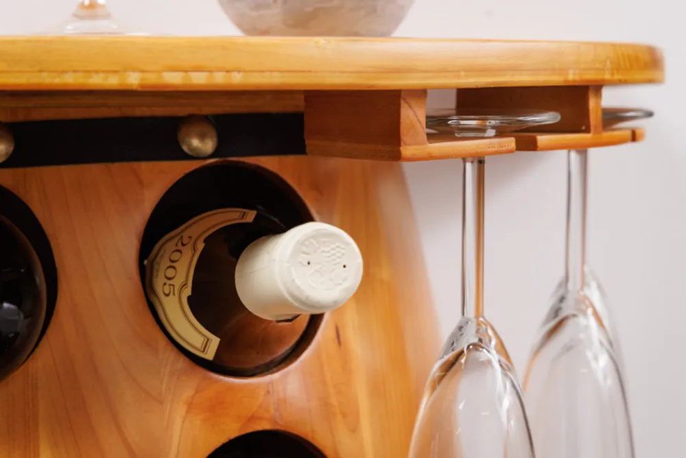 Riess-Ambiente Mehr...|Massivholzregale > Massives Weinregal BODEGA 84cm natur Pinienholz Weinfass Barschrank für 14 Flaschen