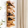 Riess-Ambiente Mehr...|Massivholzregale > Massives Weinregal MAKASSAR 80cm recyceltes Teakholz für 5 Flaschen Wandregal