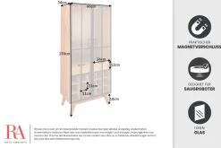 Riess-Ambiente Highboards|Industrial Loft > Massive Vitrine SEVEN SEAS 150cm natur Pinie Industrial-Türen Metall Barschrank