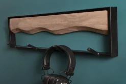 Riess-Ambiente Mehr...|Mehr... > Massive Wandgarderobe AMAZONAS 60cm Mangoholz Metall schwarz mit 4 Kleiderhaken