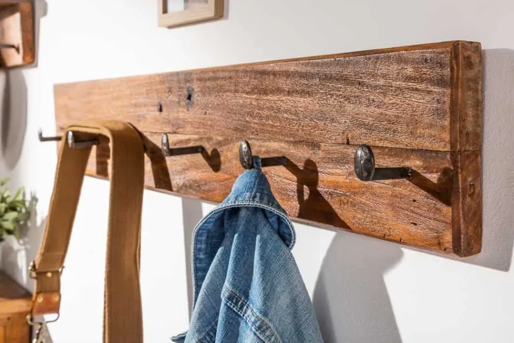 Riess-Ambiente Mehr...|Wohnaccessoires > Massive Wandgarderobe HEMINGWAY XL 90cm natur recyceltes Massivholz