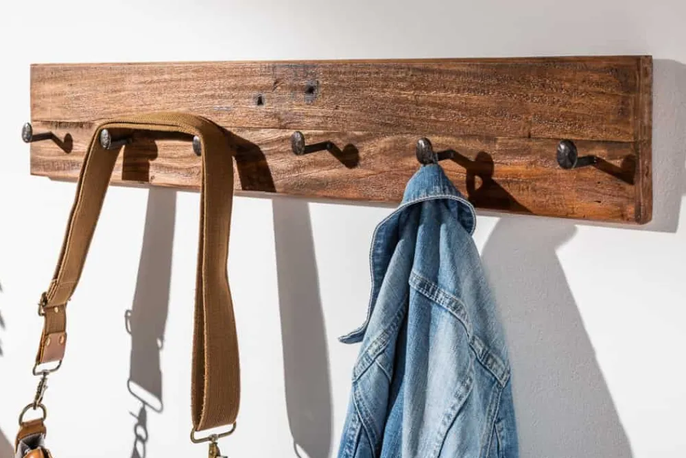Riess-Ambiente Mehr...|Wohnaccessoires > Massive Wandgarderobe HEMINGWAY XL 90cm natur recyceltes Massivholz