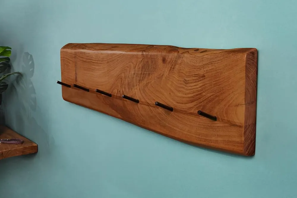Riess-Ambiente Mehr...|Mehr... > Massive Wand-Garderobe MAMMUT 80cm Akazie mit 6 Kleiderhaken