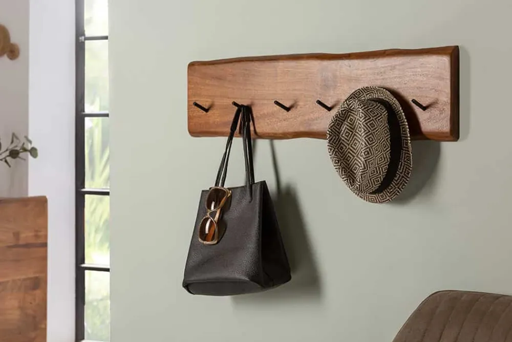 Riess-Ambiente Mehr...|Mehr... > Massive Wand-Garderobe MAMMUT 80cm Akazie mit 6 Kleiderhaken