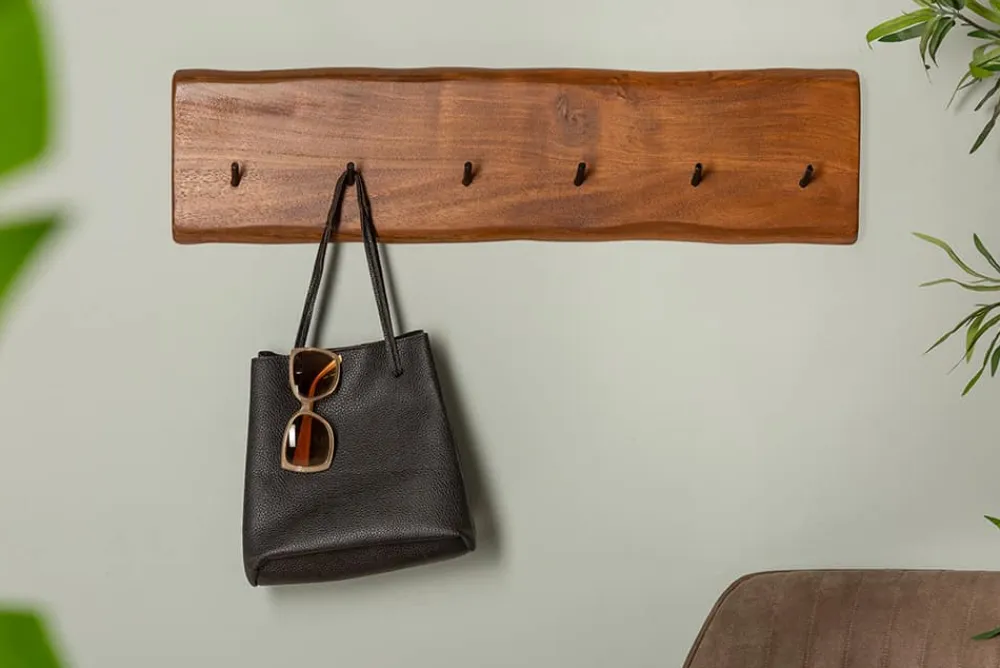 Riess-Ambiente Mehr...|Mehr... > Massive Wand-Garderobe MAMMUT 80cm Akazie mit 6 Kleiderhaken