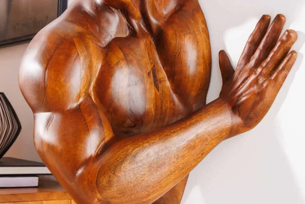 Riess-Ambiente Mehr...|Wohnaccessoires > Massive Wandskulptur SOUL 60cm braun Mangoholz Wanddeko Athleten-Figur