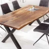 Riess-Ambiente Esstische|Mehr... > Massivholz Baumkanten Esstisch AMAZONAS 180cm braun Sheesham schwarze Metallbeine