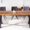 Riess-Ambiente Esstische|Mehr... > Massivholz Baumkanten Esstisch AMAZONAS 200cm braun Sheesham schwarzes Metallgestell