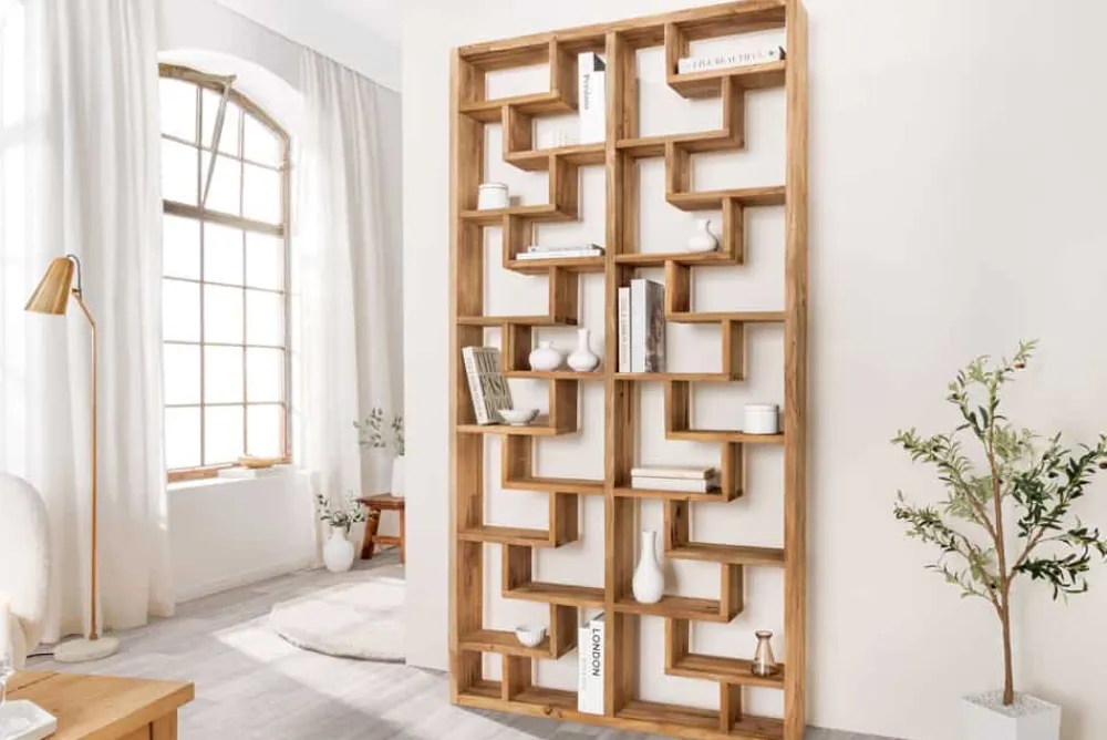 Riess-Ambiente Mehr...|Massivholzregale > Massivholz Bücherregal JAVA 200cm natur Teakholz Standregal Raumtrenner recycelt